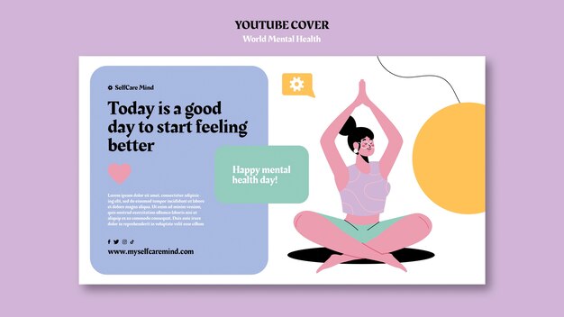 Modello di copertina di YouTube per la giornata mondiale della salute mentale