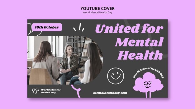 Modello di copertina di YouTube per la giornata mondiale della salute mentale
