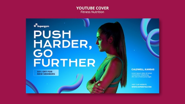 Modello di copertina di YouTube per la nutrizione fitness