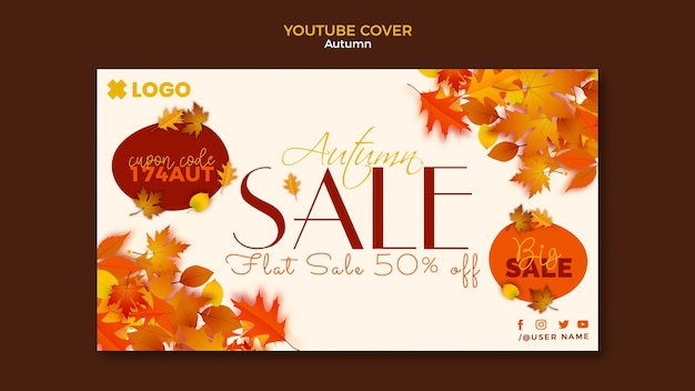 Modello di copertina di youtube per la stagione autunnale