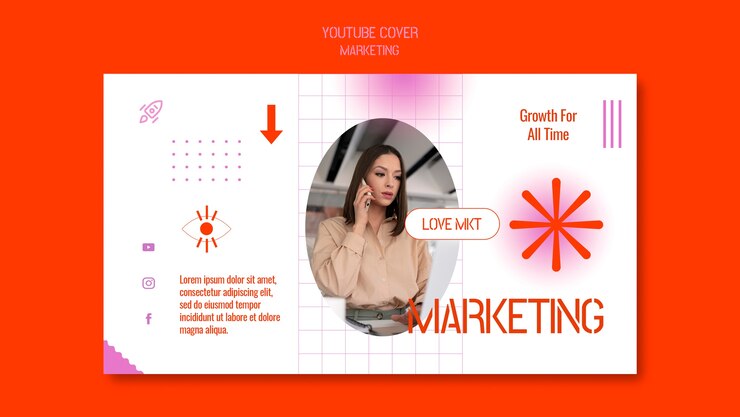 PSD gratuito modello di copertina di youtube per la strategia di marketing