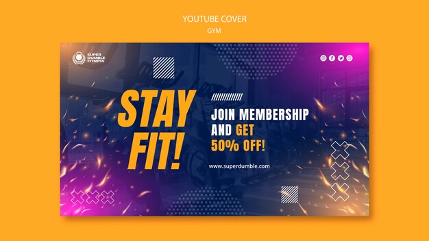 Modello di copertina di YouTube per palestra e fitness