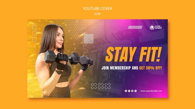 Modello di copertina di YouTube per palestra e fitness