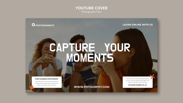 Modello di copertina di YouTube per seminari di lezioni di fotografia