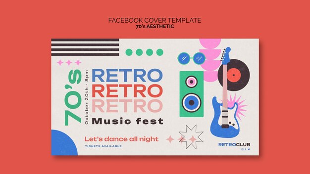 Modello di copertina facebook estetica anni '70