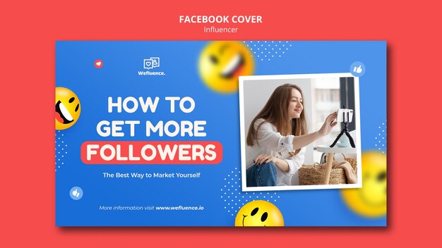 Modello di copertina facebook influencer design piatto
