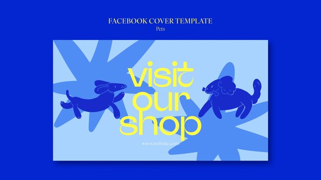 Modello di copertina facebook per la cura degli animali domestici dal design piatto