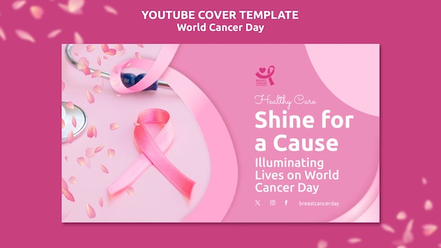 Modello di copertina per la Giornata Mondiale del Cancro su YouTube