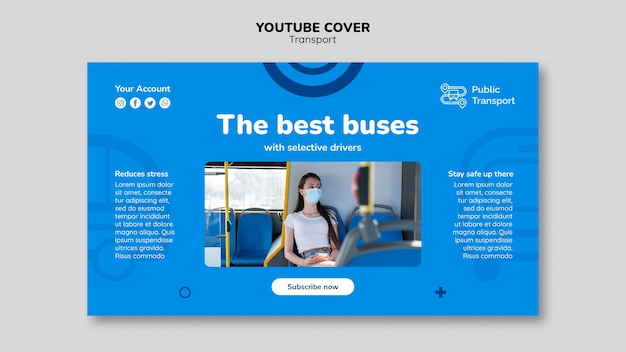 Modello di copertina per youtube del servizio di trasporto