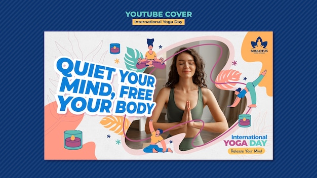 Modello di copertina per youtube della giornata internazionale dello yoga