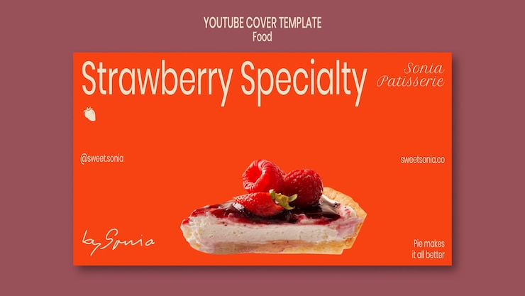 PSD gratuito modello di copertina per youtube di cibo delizioso