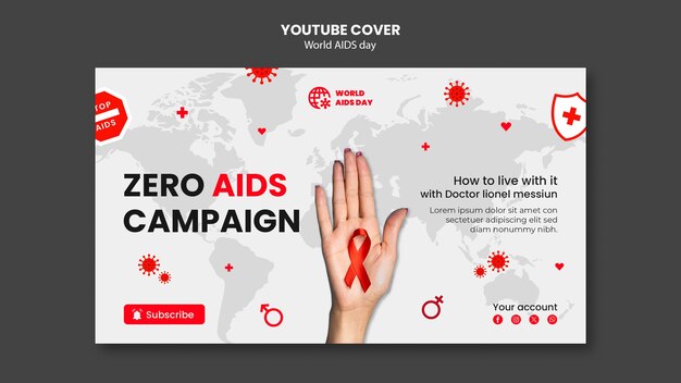 Modello di copertina per YouTube per la Giornata Mondiale dell'Aids