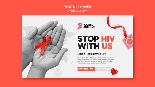 Modello di copertina per YouTube per la Giornata Mondiale dell'Aids