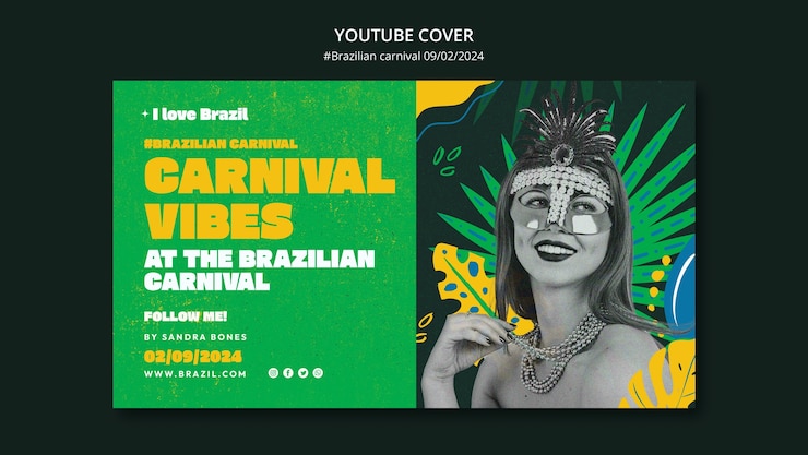 PSD gratuito modello di copertina youtube del carnevale brasiliano