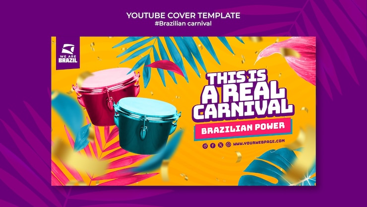 PSD gratuito modello di copertina youtube del carnevale brasiliano