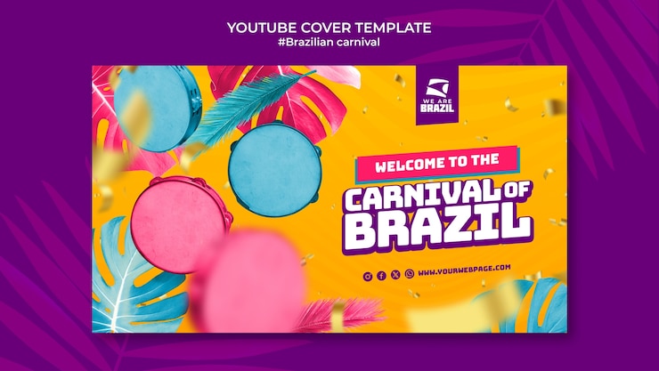 PSD gratuito modello di copertina youtube del carnevale brasiliano