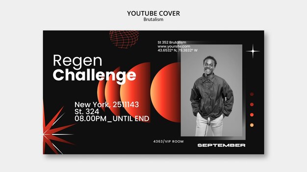 Modello di copertina youtube in stile brutalismo