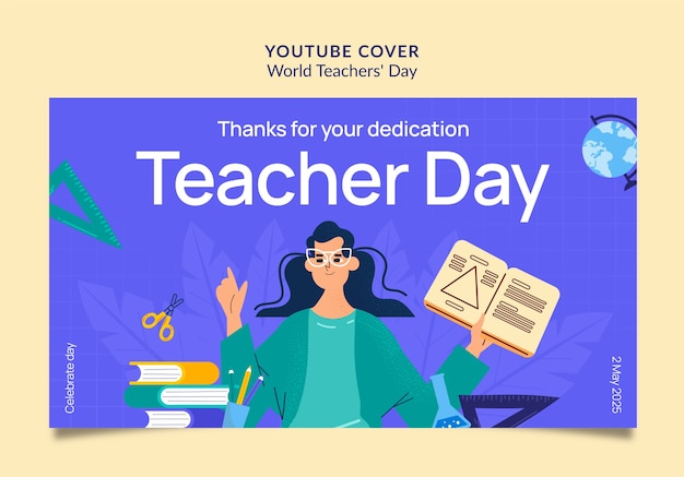 Modello di copertina YouTube per la Giornata Mondiale degli Insegnanti