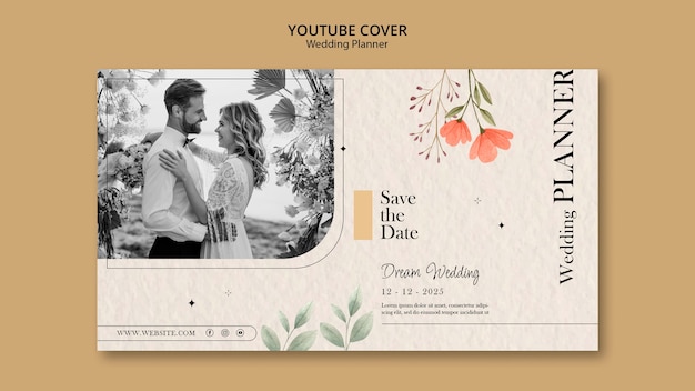 Modello di copertina YouTube per wedding planner