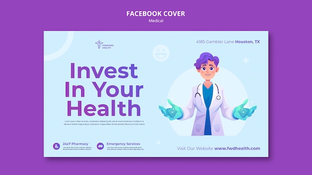 Modello di copertura dei social media per il check-up sanitario e l'assistenza