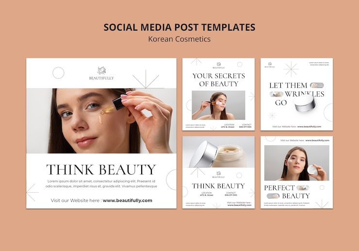 PSD gratuito modello di cosmetici coreano design piatto