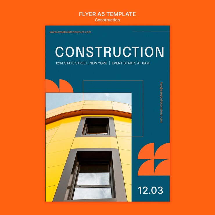 PSD gratuito modello di costruzione dal design piatto