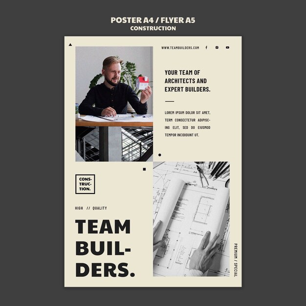 Modello di costruzione poster design piatto