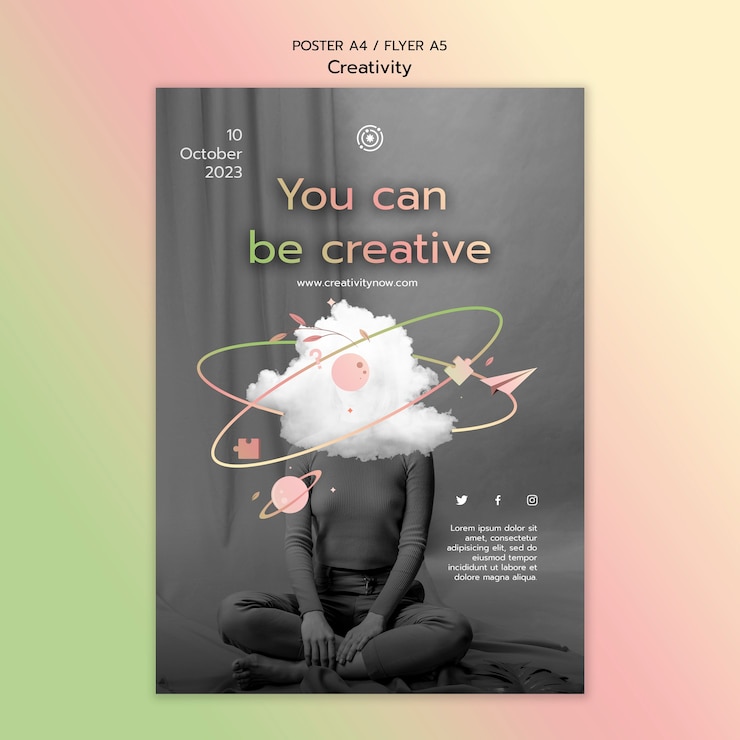 PSD gratuito modello di creatività dal design piatto