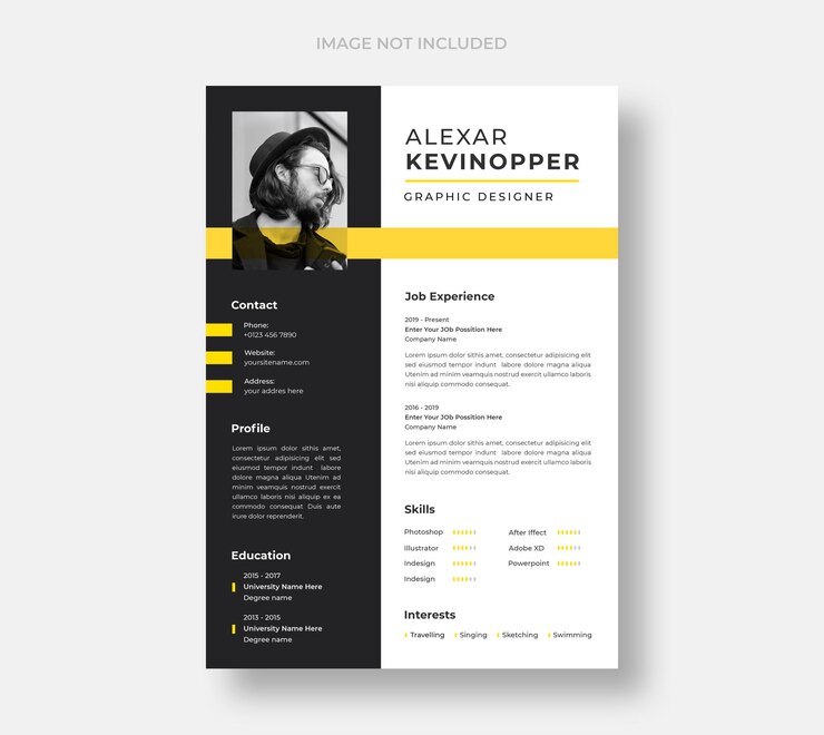 PSD gratuito modello di curriculum o cv professionale moderno e minimale