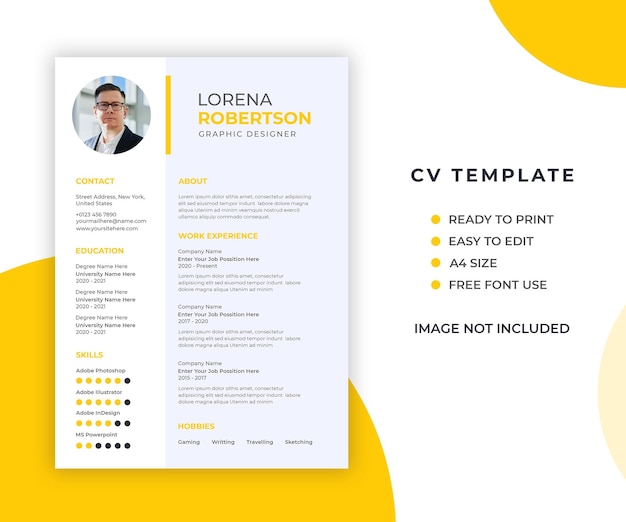 Modello di curriculum vitae o CV professionale minimo e moderno