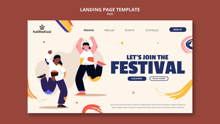 PSD gratuito modello di design del festival holi design piatto