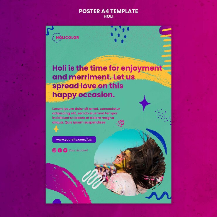 Modello di design del festival holi design piatto
