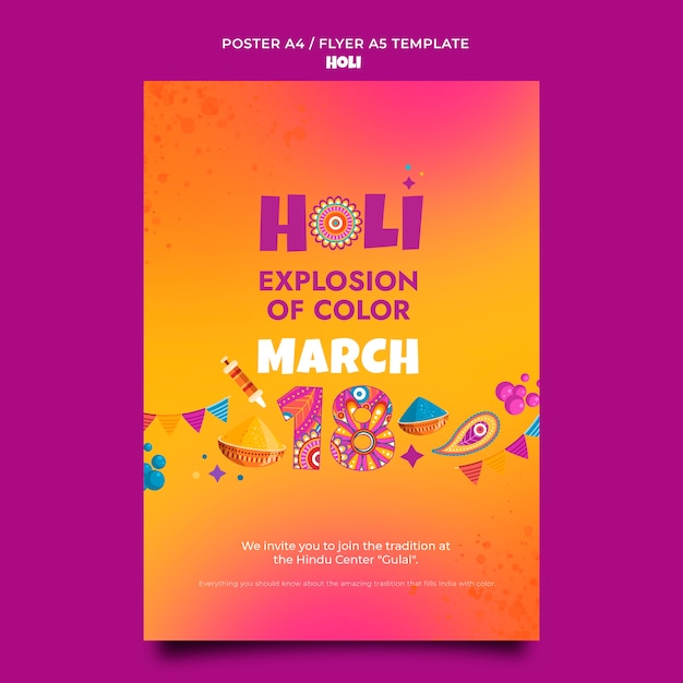 Modello di design del festival holi gradiente