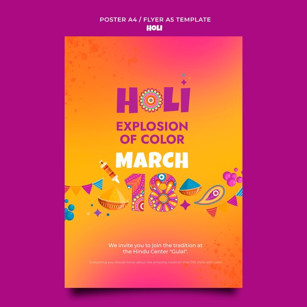 Modello di design del festival holi gradiente