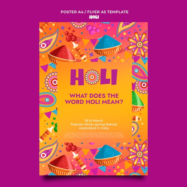 Modello di design del festival holi gradiente