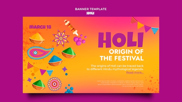Modello di design del festival holi gradiente