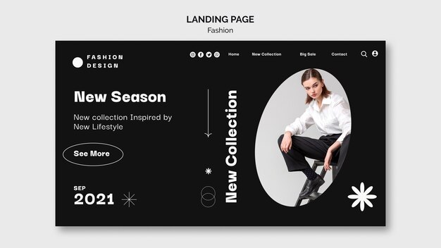 Modello di design della pagina di destinazione della moda