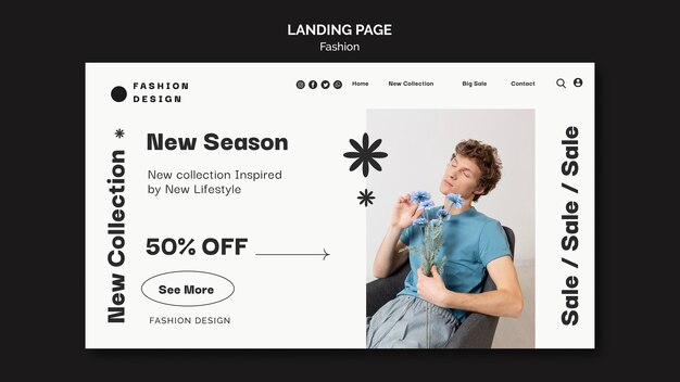 Modello di design della pagina di destinazione della moda