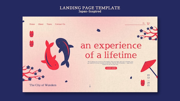 Modello di design della pagina di destinazione ispirato al Giappone