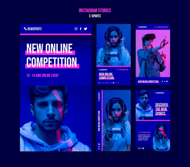 Modello di design della storia di e-sport insta