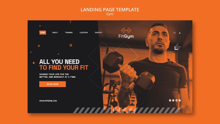 PSD gratuito modello di design per palestra a due tonalità