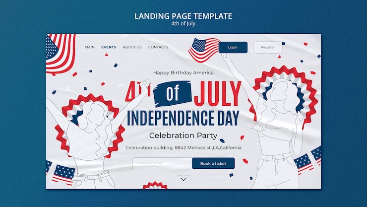 PSD gratuito modello di design piatto 4 luglio