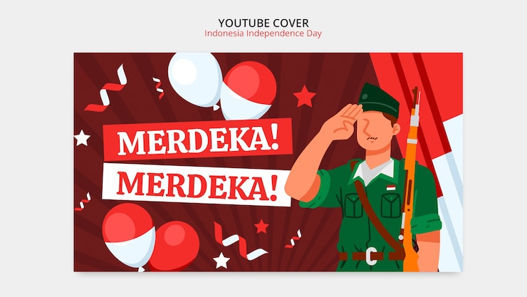 PSD gratuito modello di design piatto della giornata dell'indipendenza indonesia