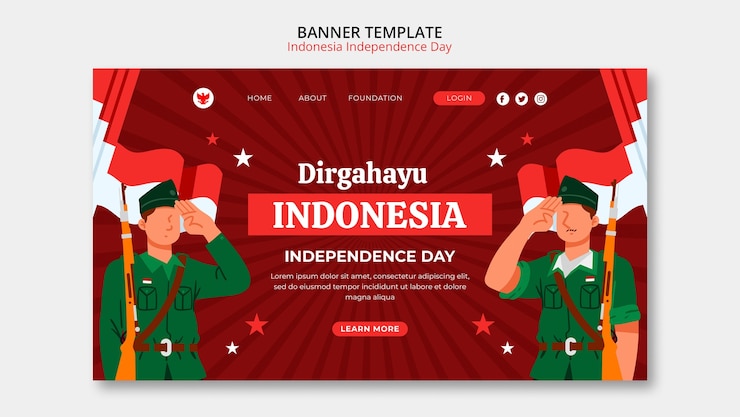 PSD gratuito modello di design piatto della giornata dell'indipendenza indonesia