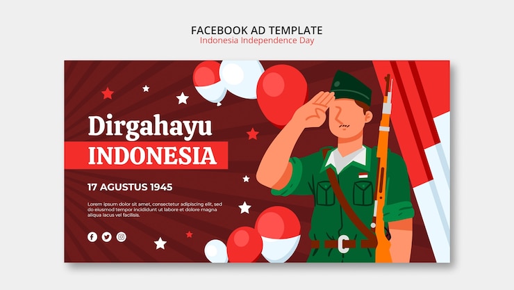 PSD gratuito modello di design piatto della giornata dell'indipendenza indonesia
