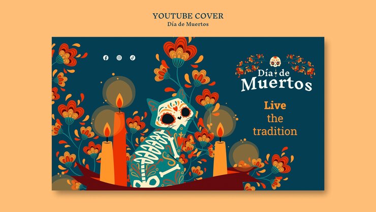 PSD gratuito modello di design piatto dia de muertos
