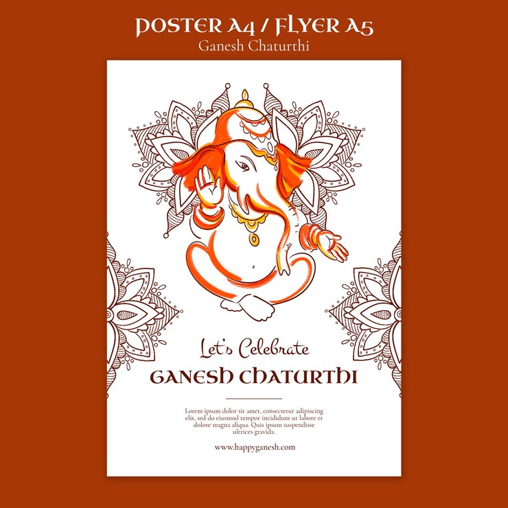PSD gratuito modello di design piatto ganesh chaturthi