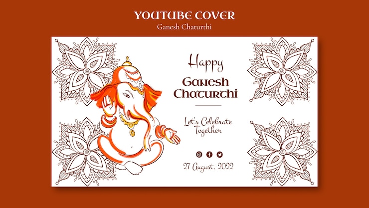 PSD gratuito modello di design piatto ganesh chaturthi