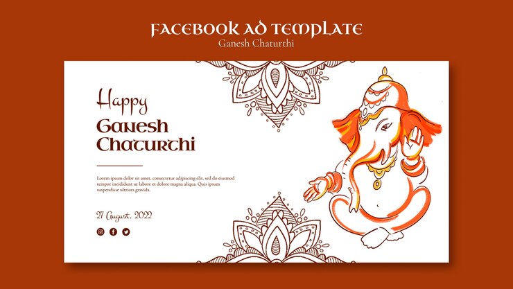 PSD gratuito modello di design piatto ganesh chaturthi