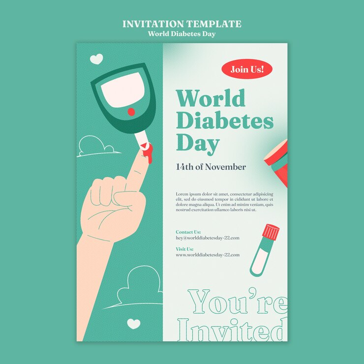 PSD gratuito modello di design piatto giornata mondiale del diabete